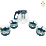 مجموعه قوری و فنجان ۴ عددی کریستال - Image 2