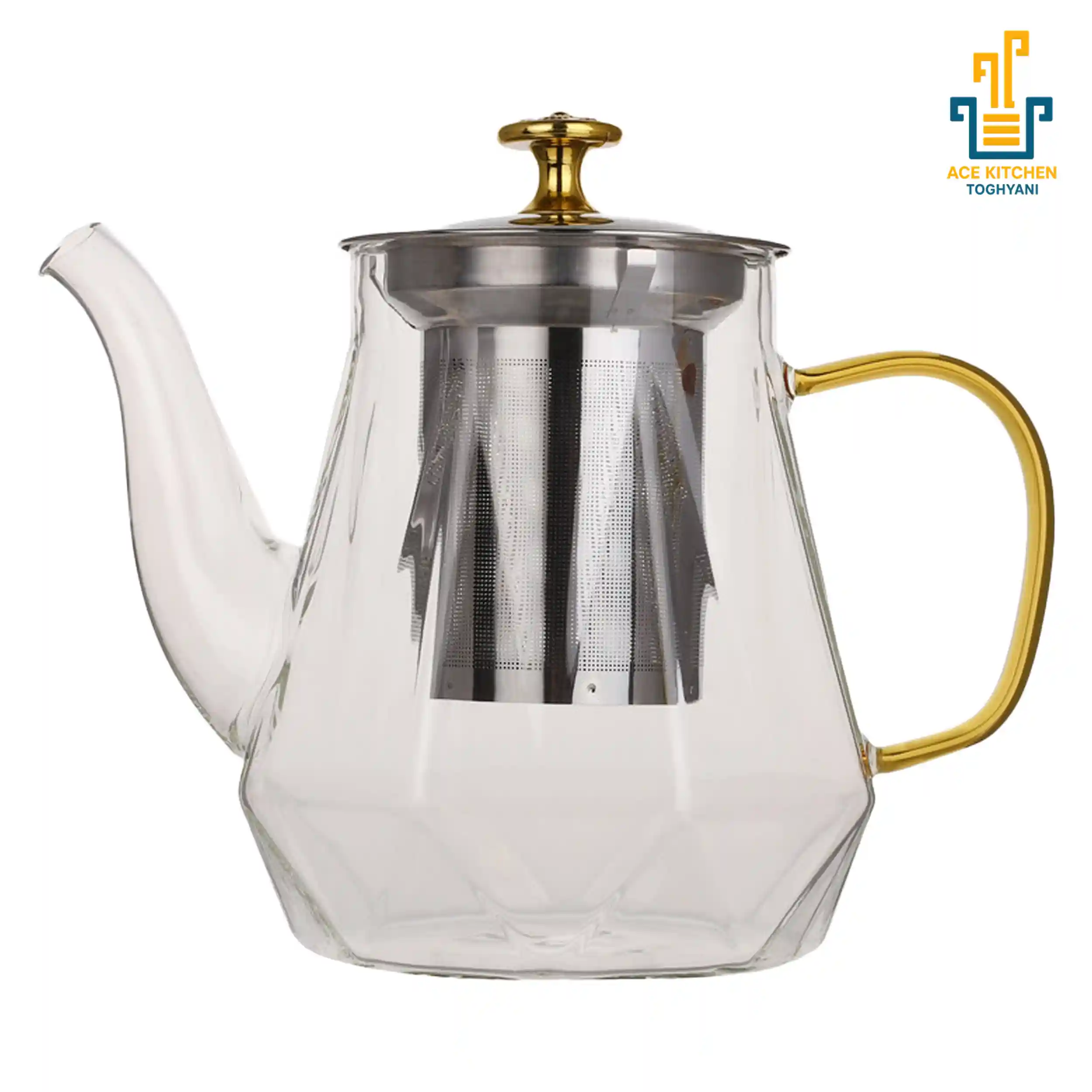 2-5-2.webp قوری پیرکس دسته طلایی 750 میلی لیتر - Image 1